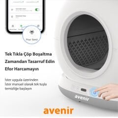 Avenir AV-CB02W Akıllı Otomatik Kedi Tuvaleti App Kontrol Koku Yapmayan Kum Kabı