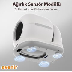 Avenir AV-CB02W Akıllı Otomatik Kedi Tuvaleti App Kontrol Koku Yapmayan Kum Kabı