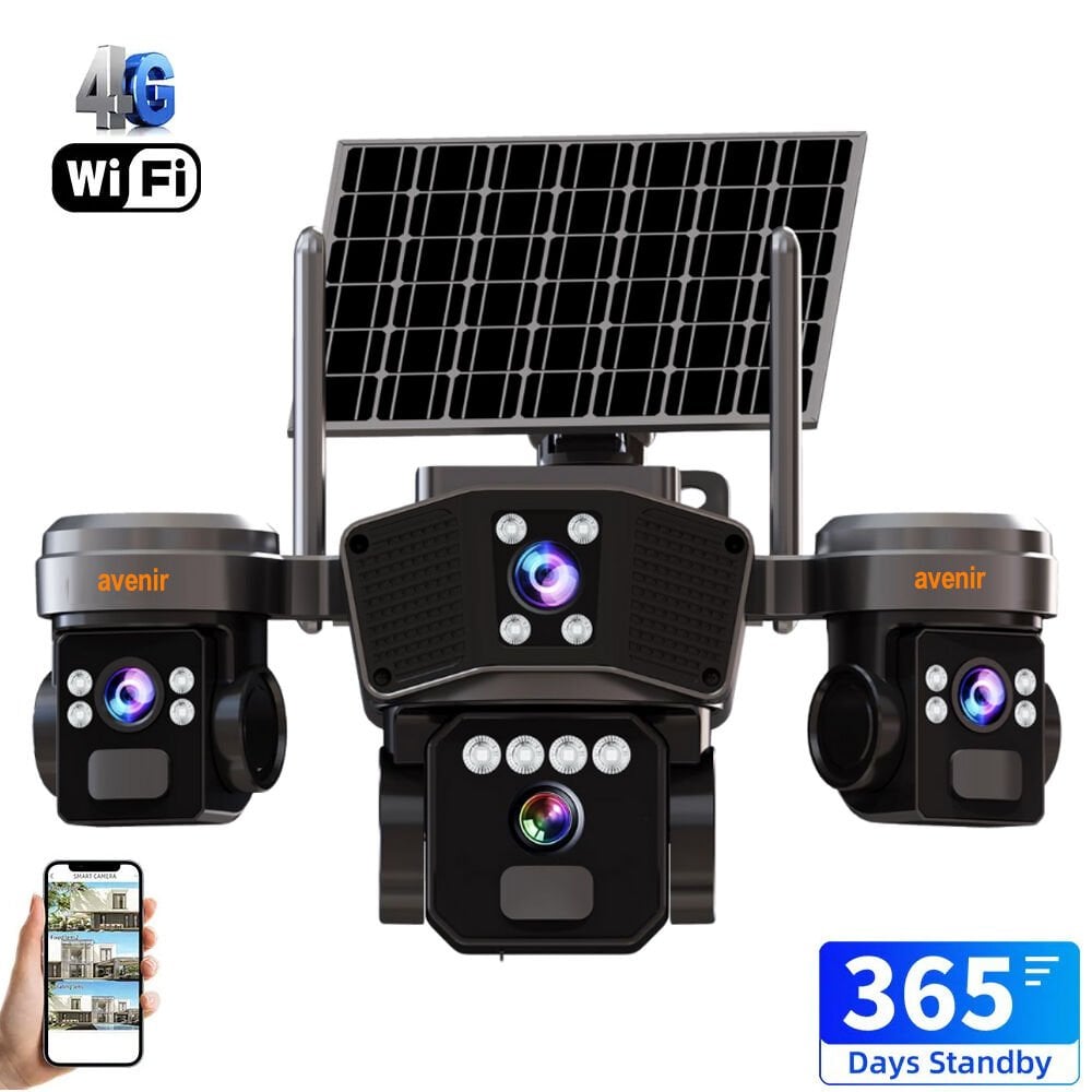 AV-M09 9MP 3 Kameralı Solar Panelli 4G Sim Kartlı PTZ Kamera