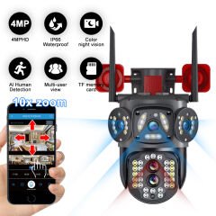 12MP 3 Lens Alarm Renkli Gece Görüş Otomatik İzleme Wifi Güvenlik Kamerası AV-S314