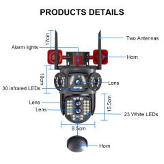 12MP 3 Lens Alarm Renkli Gece Görüş Otomatik İzleme Wifi Güvenlik Kamerası AV-S314