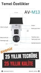 AVENİR AV-M13 4MP 3 LENSLİ 4G Simkartlı IP PTZ KAMERASI