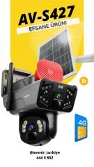 Avenir AV-S427 6MP 2 Kameralı Solar PTZ 4G Sim Kartlı 256 GB SD Kart Desteği IP PTZ Kamera