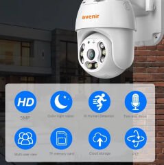 AV-M20 5MP CCTV Kablosuz İki Yolu Ses Onvif Destekli Waterproof Ptz WIFI IP Kamera