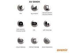 AV-S440H 4MP 3.6mm Lens 4G Solar Fotokapan Kamera Ubox App Hareket Algılama