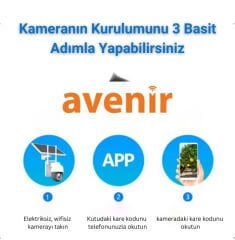 Avenir AV-M11 4G Sim Kartlı 3MP Tam Renkli Gece Görüşü Hareket Algılama Çift Yönlü Ses 10400 mAh Batarya 5 w/h solar panel IP PTZ Solar Kamera