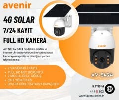 Avenir AV-S424 2MP 7/24 KAYIT Solar PTZ 4G Sim Kartlı Kamera