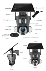 4MP 2 Kameralı Solar PTZ 10X Optik Zoom 4G Sim Kartlı Kamera AV-S422X