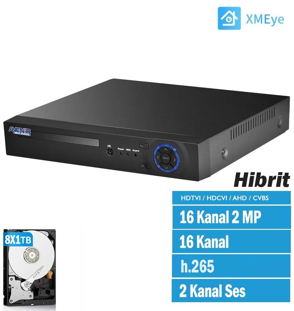 h.265 16 Kanal 1080N Hibrit Kayıt Cihazı AV-TC16GM