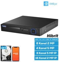 h.265 AHD DVR 8 Kanal 5 MP 5IN1 Hibrit XMEYE AV-TC08N