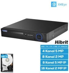 h.265 AHD DVR 8 Kanal 5 MP 5IN1 Hibrit XMEYE AV-TC08GM