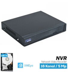 16 Kanal 5 MP'e Kadar 1x8 TB HDD NVR Kayıt Cihazı AV-NVR16