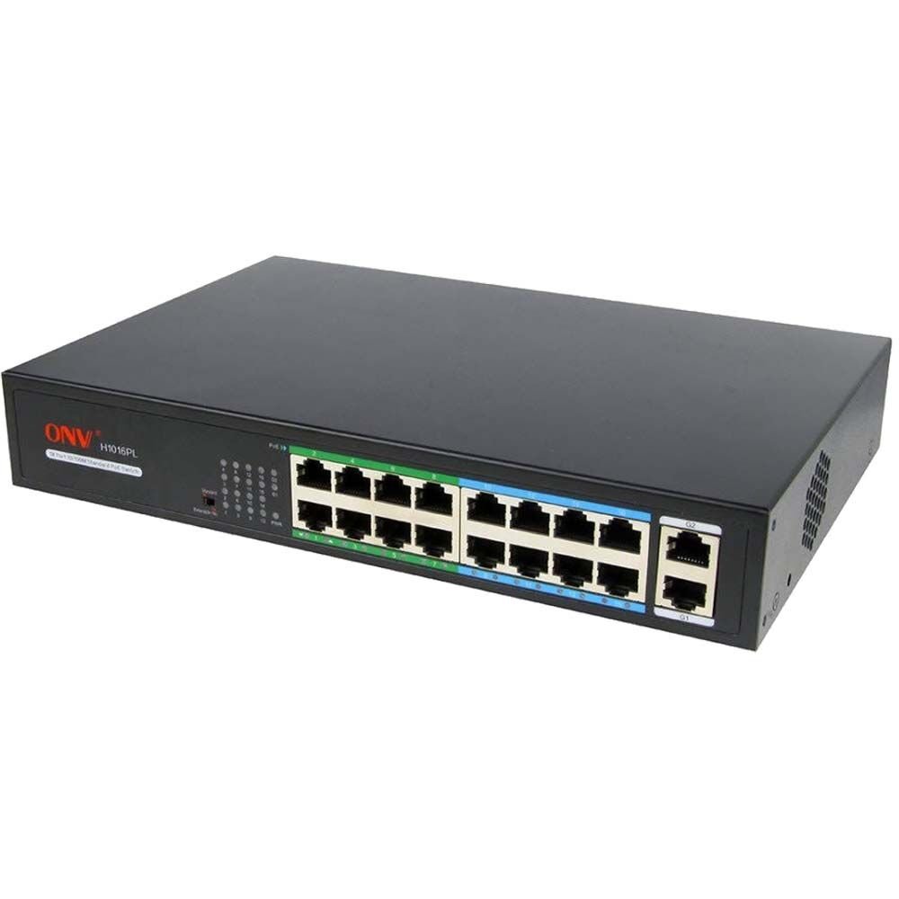 16+2 Ports PoE Switch (1-16 Ports PoE 9-16 Port Kablo Desteklemesi Şartı ile 250m) 200W AV-H1016PL