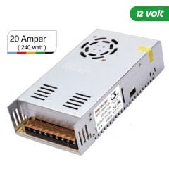12 Volt 20 Amper Tam Regüleli Switch Mode Metal Kasa Adaptör